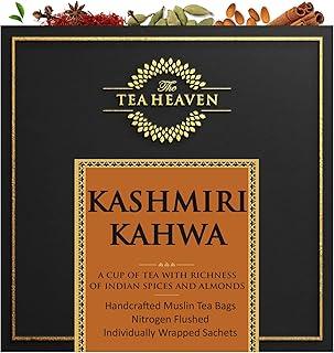 The Tea Heaven | Green Tea Gift - Kashmiri Kahwa-Blended With Saffron, Spices- 100% Natural Ingredients- 17 Tea Bags (16+1 Free Sample), 110 Gram