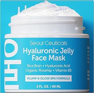 SeoulCeuticals Korean Face Mask - 60ml Hyaluronic Acid Jelly Mask with Rice Bran, Vitamin B5 & Rosehip – Anti Aging K Beauty Skincare for Plump Glowing Skin