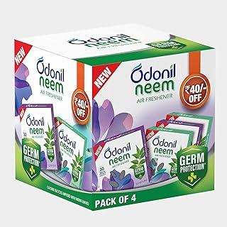 Odonil Bathroom & Toilet Air Freshener Neem Mixed Fragrance Blocks - 192g (48g, Pack of 4) | Fragrances- Jasmine, Lavender, | Long Lasting Fragrance | Lasts upto 30 days | Germ Protection