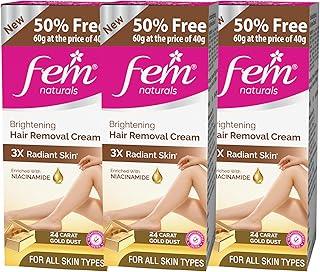 Fem Fairness Naturals Gold Hair Removal Cream - 180g (120g + 60g Free) | For All Skin Type