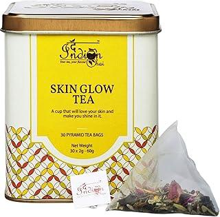 The Indian Chai – Skin Glow Tea 30 Pyramid Tea Bags with Rose, Chamomile, Lavender, Sage for Clear Skin, Fights Hormonal Acne & Blemishes