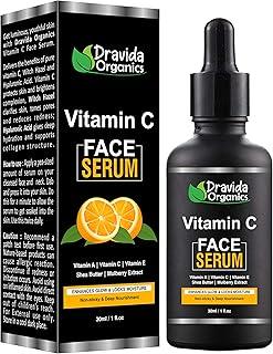 DRAVIDA ORGANICS Vitamin C Face Serum with Hyaluronic Acid for Brightening and AntiAging (30 ml)