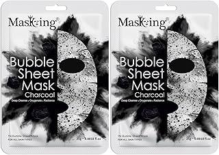 Masking Charcoal Bubble Sheet Mask | Deep Cleansing, Anti-Pollution, Tan Removal | Facial Sheet Mask for Women 25g Pack of 2