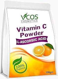 Vcos L-Ascorbic Acid Powder Vitamin C For Use in Serums and Cosmetic Formulations, 100gm