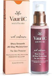 VauriiC All Day Face Moisturizer 50gm for Dry Skin Deep Nourishment & Hydration | Lightweight, Calming, Oil Free, Fast Absorbing, Enriched with Shea butter, Aloe Vera, Almond oil, Niacinamide & Natural SPF, Alcohol Free, Vegan, Men & Women | All Skin Type