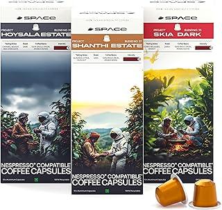 Space Coffee Pods Origins Dark Roast Pack of 30 | Nespresso Compatible | Single Origin Aluminium Coffee Capsules for Rich Espresso Experience.