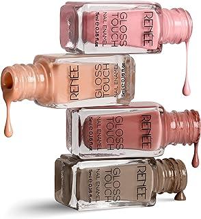 RENEE Gloss Touch Nail Paint Set of 4, Quick Drying Nail Polish, Glossy Gel Finish Nail Kit, Highly Pigmented & Long Lasting Enamel, Chip Resistance 5ml Each Gift Set for Women N02 Everyday Nudes