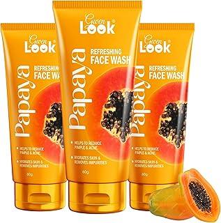 Gwenlook Papaya Facewash for Glowing & Gentle Skin | For Reducing Dark Spots Men & Women All Skin Types Face Wash(60ml)-Pack Of 3