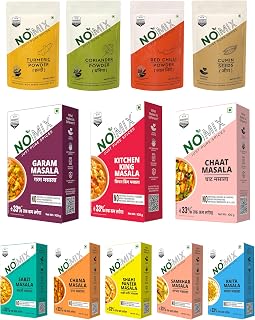 NOMIX JUST PURE SPICES Pure Veg Cooking Essentials Combo, 950 Grams, Powder, Vegetarian, Pack of 12, No Artificial Flavour