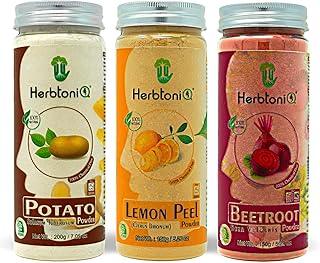 HerbtoniQ 100% Natural Potato Powder, Lemon Peel Powder and Beetroot Powder for Face Pack & Hair Pack (500g)