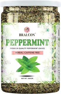 BRALCON Peppermint Herbal Tea 100g | Caffeine Free, Pure Peppermint Leaves, Relaxing & Refreshing, Vegan Gluten Free, Eco-