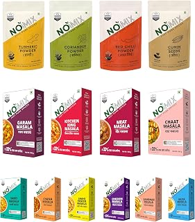 NOMIX JUST PURE SPICES Complete Kitchen Masala Combo, 1100 Grams, Powder, Vegetarian, Pack of 14, No Artificial Flavours, Pack of 3