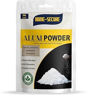 Home-Secure Alum Powder -200gm | Pure Organic Alum Stone Powder | Purified Phitakri Powder for Acne Skin Care, Face Skin Tightening, Pore Cleansing, Natural After Shave, Cosmetic uses | Unscented