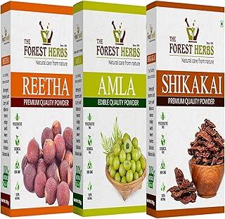 THE FOREST HERBS Natural care from nature 100% Natural Organic Amla, Reetha, Shikakai Powder For Hair Care For All Hair Type, 300G (Pack Of 3), 3 Count