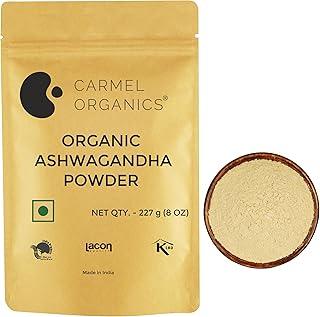 CARMEL ORGANICS Ashwagandha Root Powder (227 Grams)|Jaivik Bharat Certified|Pure|Natural|Helps Fight Anxiety & Stress|Ashwagandha Podi/Amukkara Kizhangu/Asvagandha Churna