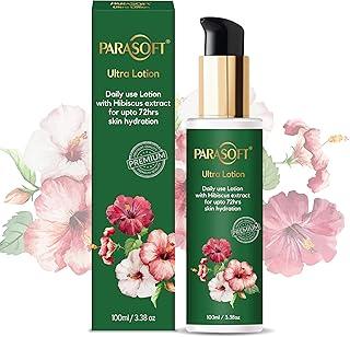 Parasoft Ultra Daily Moisturizing Body & Face Lotion with Hibiscus Extract, Shea Butter, Almond Oil, Glycerine & Vitamin E for 72 Hrs Hydration, Dry & Sensitive Skin - 100 ML