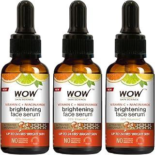 WOW Skin Science Brightening 20% Vitamin C Face Serum | Boost Collagen and Elastin for Anti aging, Skin Repair | For Dark Circles, Fine Lines | Glowing Skin | Hydrates | 30 ml | Pack of 3
