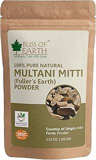 Bliss of Earth Multani Mitti Powder for Face | Natural Multani Mitti for Hair & Skin | Exfoliates, Soothes, Nourishes, Smoothens Skin & Supports Scalp Health | 100 gm