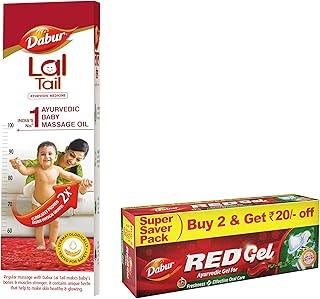 Dabur Lal Tail : Ayurvedic Baby Massage Oil – 500ml & Dabur Red Gel Controls bad breath, plaque, gingivitis, toothache - 150 G (Pack Of 2)