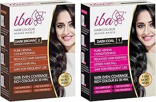 Iba Halal Care Hair Colour, Dark Coal, 60g and Iba Halal Care Hair Color, Dark Brown, 60g