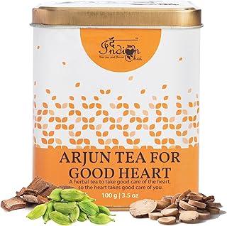 The Indian Chai - Arjun Tea For Good Heart 100g | Promotes Heart Health | Helps maintain Cholesterol | Controls Blood Pressure | Goodness of Arjuna Chhal, Ashwagandha, Brahmi, Etc | Ayurvedic Herbal | Refreshing flavour | Loose Leaves