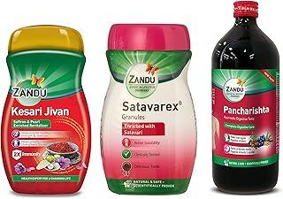 Zandu Kesari Jivan Chyawanprash, 900g– Ayurvedic Immunity Booster for Adults and Elders & Pancharishta 650ml, Ayurvedic Tonic, & Satavarex Granules, 210 g, Enriched with Satavari