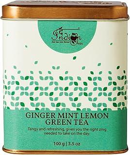 The Indian Chai - Ginger Mint Lemon Green Tea 100 grams with Lemongrass, Spearmint and Ginger for Immunity, Soothes Sore Throat, Helps with Digestion.