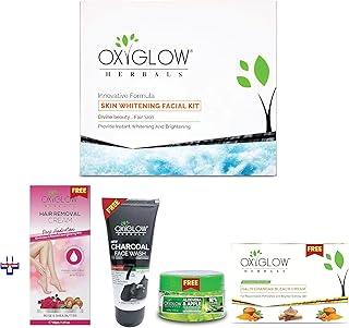 OxyGlow Herbals Skin Care Combo 5(Skin Whitening Facial Kit 260g, Charcoal Facewash 50g, Mango Bleach 50g, Aloevera Gel 50g, Rose Hair Removal Kit)