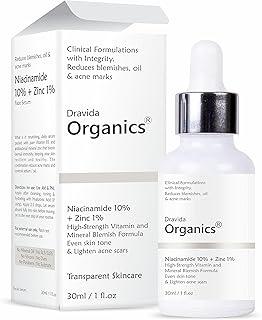 Dravida Organics 10% Niacinamide Face Serum for Acne Marks, Blemishes & Oil Balancing with Zinc | Skin Clarifying Anti Acne Serum for Oily & Acne Prone Skin | 30ml
