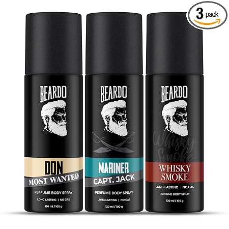Beardo Don, Mariner Captain Jack & Whisky Smoke Body Spray Set for Men | 120ML