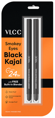 VLCC Combo Pack of Smokey Eyes Black Kajal (0.35gm Each) combo pack of 2 packs