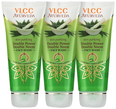 VLCC Skin Purifying Double Power Double Neem Face Wash (100ml Each) combo pack of 3 tubes