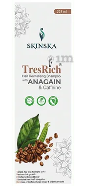 Tresrich Hair Revitalising Shampoo with Anagain & Caffeine | Reduces Hair Loss pump bottle of 225 ml shampoo