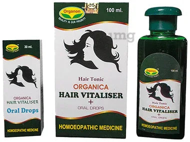Organon Combo Pack of Organica Hair Vitaliser Hair Tonic (100ml) & Organica Hair Vitaliser Oral Drop (30ml) combo pack of 2 boxes