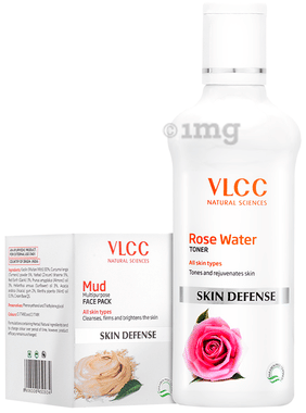 VLCC Combo Pack of Rose Water (100ml) & Mud Face Pack (70 gm) combo pack of 2 units