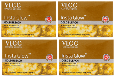 VLCC Insta Glow Gold Bleach (60gm Each) combo pack of 4 boxes