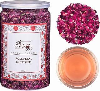 The Indian Chai - Rose Petals Sun Dried 100g, Gulab Patti for Beautiful Hair & Skin, Food Grade Edible Fragrant Natural Healthy Best for Tea, Baking, Making Rose Water DIY