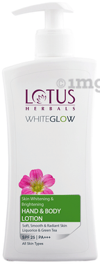Lotus Herbals White Glow Skin Whitening Brightening Hand & Body Lotion All Skin Type pump bottle of 400 ml lotion