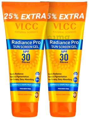 VLCC Radiance Pro Sun Screen Gel (100gm Each) SPF 30 PA+++ combo pack of 2 tubes