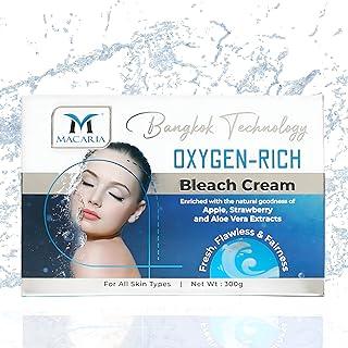Macaria Oxygen Rich Bleach Cream for Face, Hair & Tan Removal - Ammonia-Free, Sensitive Skin Activator with Oxygen Formula for Women & Girls - Oxygen Bleach for Deep Skin Whitening & Brightening, 45g