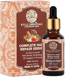RYLLZ ESSENTIALS Complete Hair Repair Serum | For Hair Growth | with 3% Redensyl, 4% Anagain, 3% Procapil, Biotin, Rosemary Oil, Hyaluronic Acid, Argan Oil & Bhringraj | Promotes Hair Growth, Reduces Hair Fall & Strengthens Roots | 30 Ml