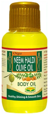 Organon Neem Haldi Olive Body Oil bottle of 200 ml oil