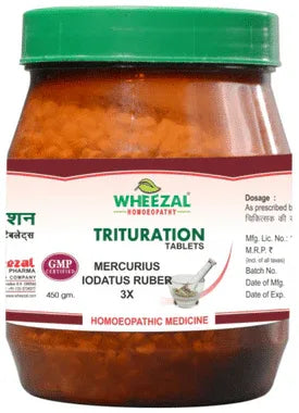 Wheezal Mercurius Iodatus Ruber Trituration Tablet 3X jar of 450 gm trituration tablet