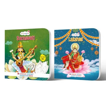 Oswaal Lil Legends 2-in-1 Mythology Board Book Set for Kids Age 3+ | Enchanting Tales of Goddess Lakshmi & Goddess Saraswati | Illustrated Short Bedtime Stories from Indian Mythology