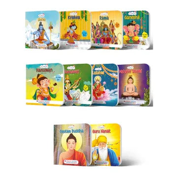 Oswaal Lil Legends 10-in-1 Indian Mythology & Spiritual Stories Board Book Set for Kids Age 3+ | Tales of Rama, Krishna, Hanuman, Ganesha, Shiva, Saraswati, Lakshmi, Buddha, Mahavir & Guru Nanak