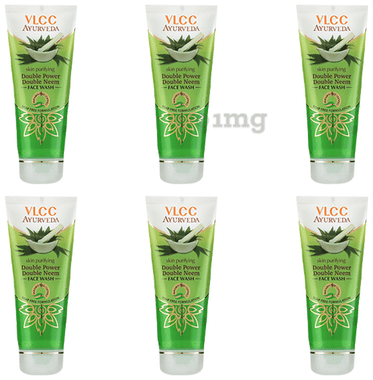 VLCC Skin Purifying Double Power Double Neem Face Wash (100ml Each) combo pack of 6 tubes