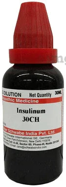 Dr Willmar Schwabe India Insulinum Dilution 30 CH bottle of 30 ml dilution