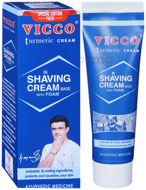VICCO TURMERIC Antiseptic Cream in Shaving Cream Base with Foam | Protects & Nourishes the Skin tube of 70 gm cream