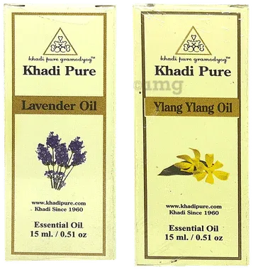 Khadi Pure Combo Pack of Lavender Oil & Ylang Ylang Oil (15ml Each) combo pack of 2 bottles