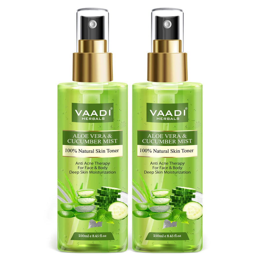 Aloe Vera & Cucumber Mist - 100% Natural Skin Toner (250 ml x 2)